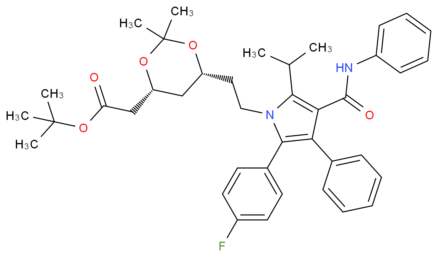 tert-Butyl (4R,6R)-6-[2-[2-(4-fluorophenyl)-5-isopropyl-3-phenyl-4-(phenylcarbamoyl)-1-pyrrolyl]ethyl]-2,2-dimethyl-1,3-dioxane-4-acetate_Molecular_structure_CAS_125971-95-1)