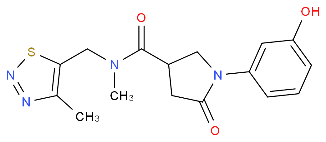 1-(3-hydroxyphenyl)-N-methyl-N-[(4-methyl-1,2,3-thiadiazol-5-yl)methyl]-5-oxopyrrolidine-3-carboxamide_Molecular_structure_CAS_)