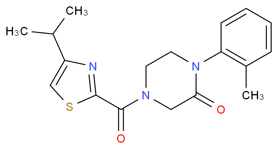 4-[(4-isopropyl-1,3-thiazol-2-yl)carbonyl]-1-(2-methylphenyl)-2-piperazinone_Molecular_structure_CAS_)
