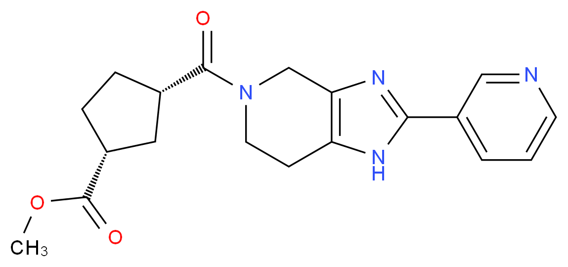 methyl (1R*,3S*)-3-[(2-pyridin-3-yl-1,4,6,7-tetrahydro-5H-imidazo[4,5-c]pyridin-5-yl)carbonyl]cyclopentanecarboxylate_Molecular_structure_CAS_)