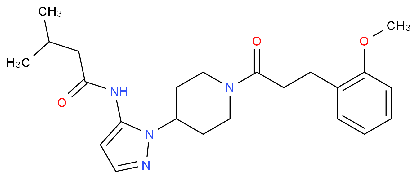 N-(1-{1-[3-(2-methoxyphenyl)propanoyl]-4-piperidinyl}-1H-pyrazol-5-yl)-3-methylbutanamide_Molecular_structure_CAS_)