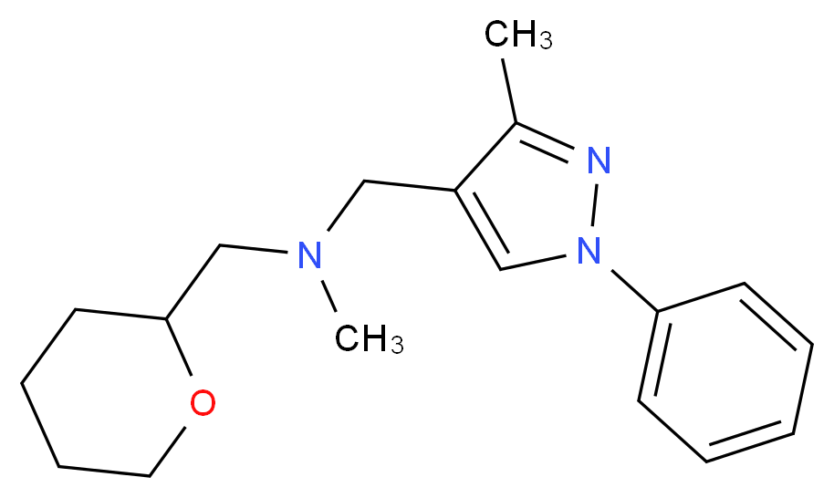 N-methyl-1-(3-methyl-1-phenyl-1H-pyrazol-4-yl)-N-(tetrahydro-2H-pyran-2-ylmethyl)methanamine_Molecular_structure_CAS_)