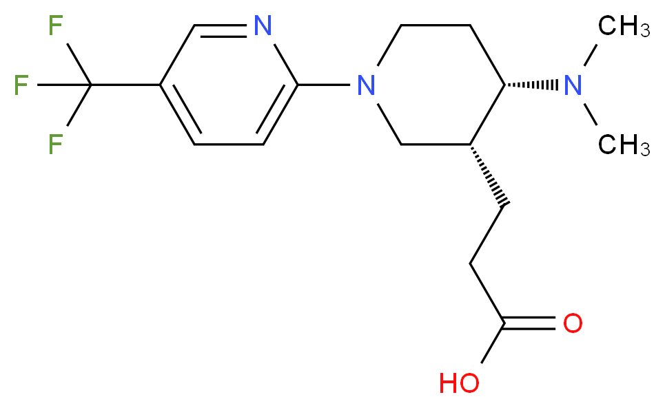 3-{(3R*,4S*)-4-(dimethylamino)-1-[5-(trifluoromethyl)pyridin-2-yl]piperidin-3-yl}propanoic acid_Molecular_structure_CAS_)
