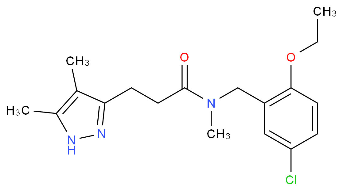 N-(5-chloro-2-ethoxybenzyl)-3-(4,5-dimethyl-1H-pyrazol-3-yl)-N-methylpropanamide_Molecular_structure_CAS_)