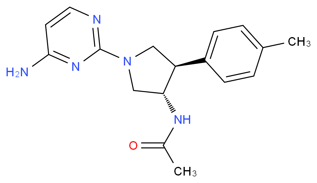 N-[(3S*,4R*)-1-(4-amino-2-pyrimidinyl)-4-(4-methylphenyl)-3-pyrrolidinyl]acetamide_Molecular_structure_CAS_)
