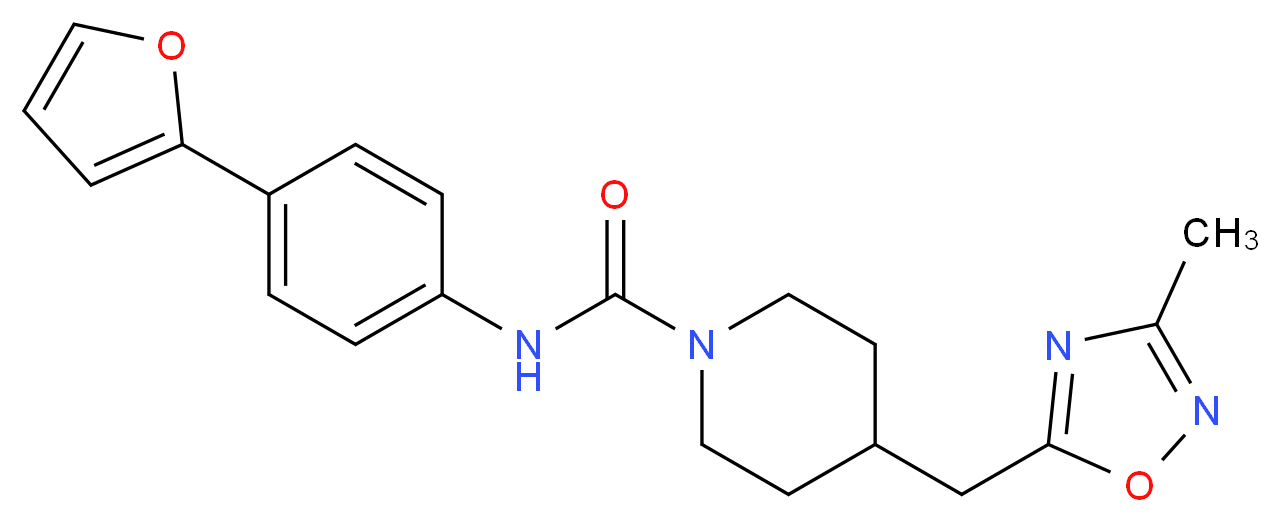 N-[4-(2-furyl)phenyl]-4-[(3-methyl-1,2,4-oxadiazol-5-yl)methyl]piperidine-1-carboxamide_Molecular_structure_CAS_)