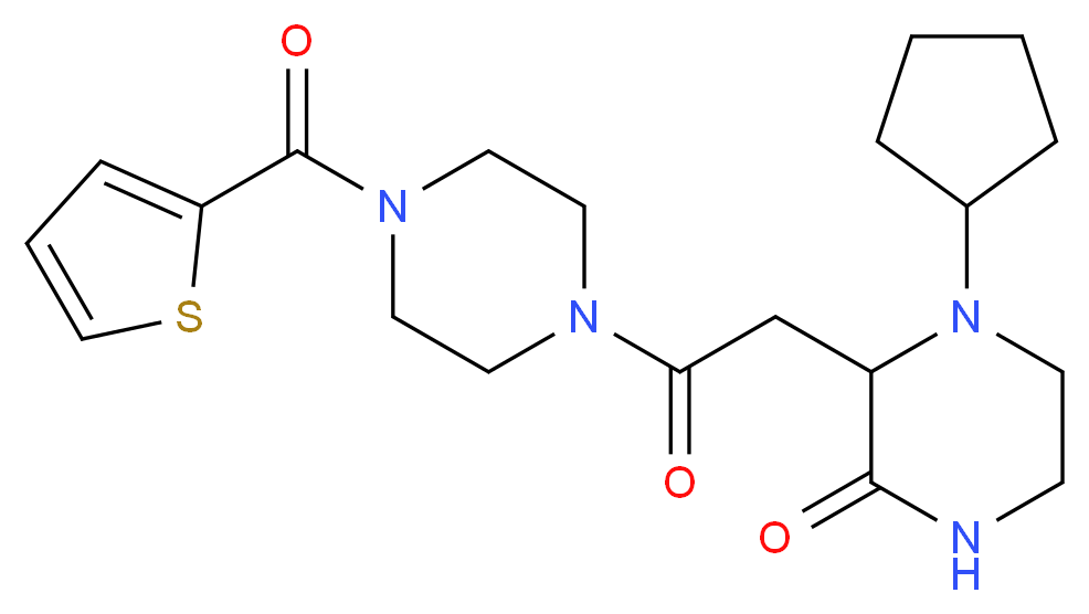 4-cyclopentyl-3-{2-oxo-2-[4-(2-thienylcarbonyl)-1-piperazinyl]ethyl}-2-piperazinone_Molecular_structure_CAS_)