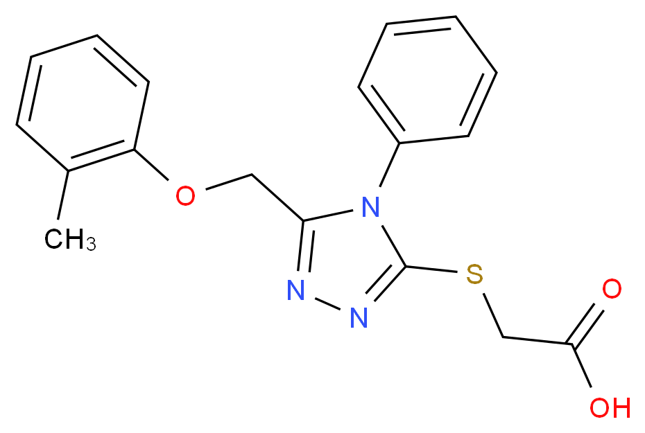 ({5-[(2-methylphenoxy)methyl]-4-phenyl-4H-1,2,4-triazol-3-yl}thio)acetic acid_Molecular_structure_CAS_)