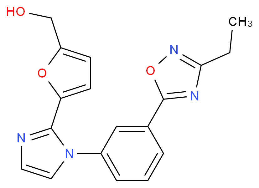 (5-{1-[3-(3-ethyl-1,2,4-oxadiazol-5-yl)phenyl]-1H-imidazol-2-yl}-2-furyl)methanol_Molecular_structure_CAS_)