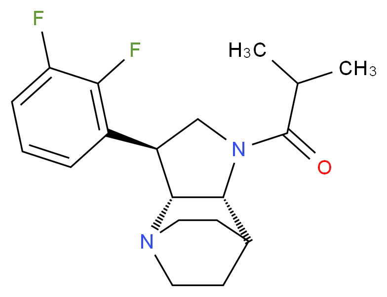 (2R*,3S*,6R*)-3-(2,3-difluorophenyl)-5-isobutyryl-1,5-diazatricyclo[5.2.2.0~2,6~]undecane_Molecular_structure_CAS_)