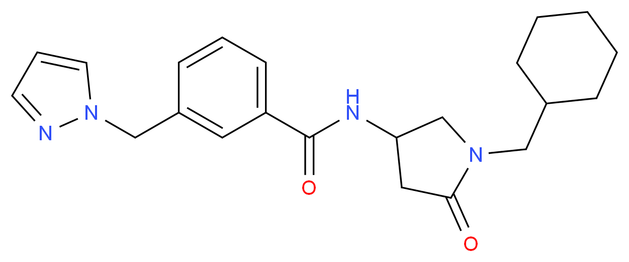 N-[1-(cyclohexylmethyl)-5-oxopyrrolidin-3-yl]-3-(1H-pyrazol-1-ylmethyl)benzamide_Molecular_structure_CAS_)