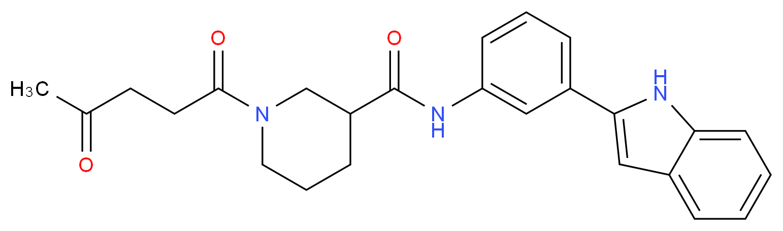 N-[3-(1H-indol-2-yl)phenyl]-1-(4-oxopentanoyl)-3-piperidinecarboxamide_Molecular_structure_CAS_)
