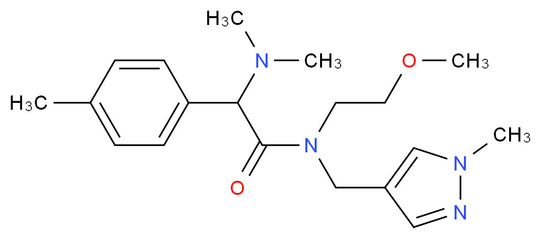 2-(dimethylamino)-N-(2-methoxyethyl)-2-(4-methylphenyl)-N-[(1-methyl-1H-pyrazol-4-yl)methyl]acetamide_Molecular_structure_CAS_)