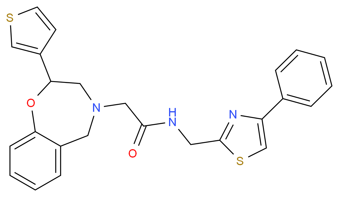 N-[(4-phenyl-1,3-thiazol-2-yl)methyl]-2-[2-(3-thienyl)-2,3-dihydro-1,4-benzoxazepin-4(5H)-yl]acetamide_Molecular_structure_CAS_)