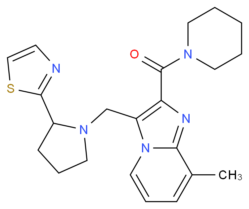 8-methyl-2-(1-piperidinylcarbonyl)-3-{[2-(1,3-thiazol-2-yl)-1-pyrrolidinyl]methyl}imidazo[1,2-a]pyridine_Molecular_structure_CAS_)