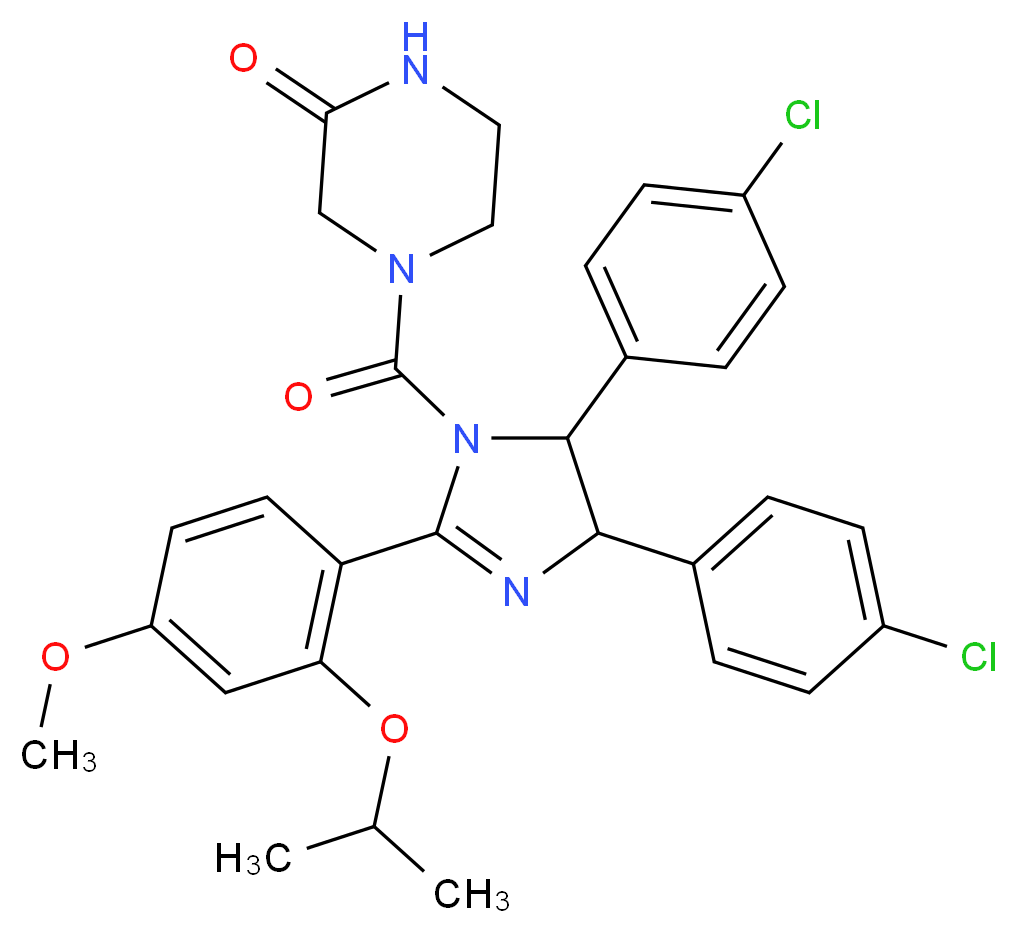 4-(4,5-bis(4-chlorophenyl)-2-(4-methoxy-2-propan-2-yloxyphenyl)-4,5-dihydroimidazole-1-carbonyl)piperazin-2-one_Molecular_structure_CAS_548472-68-0)