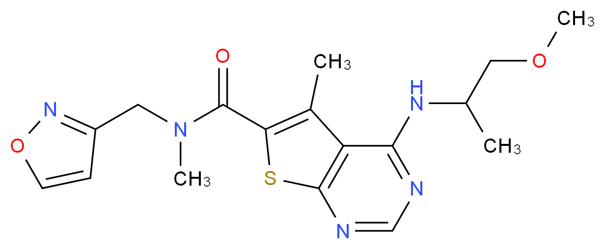 N-(3-isoxazolylmethyl)-4-[(2-methoxy-1-methylethyl)amino]-N,5-dimethylthieno[2,3-d]pyrimidine-6-carboxamide_Molecular_structure_CAS_)