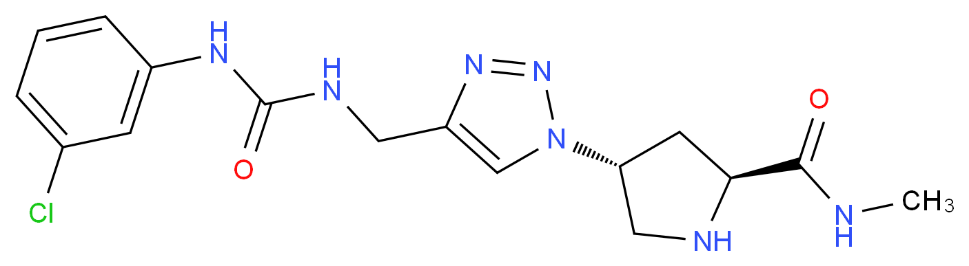 (4R)-4-{4-[({[(3-chlorophenyl)amino]carbonyl}amino)methyl]-1H-1,2,3-triazol-1-yl}-N-methyl-L-prolinamide_Molecular_structure_CAS_)