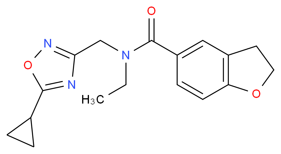N-[(5-cyclopropyl-1,2,4-oxadiazol-3-yl)methyl]-N-ethyl-2,3-dihydro-1-benzofuran-5-carboxamide_Molecular_structure_CAS_)