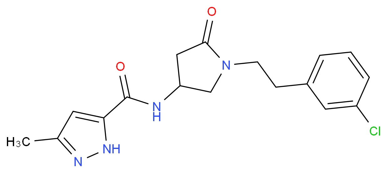 N-{1-[2-(3-chlorophenyl)ethyl]-5-oxopyrrolidin-3-yl}-3-methyl-1H-pyrazole-5-carboxamide_Molecular_structure_CAS_)