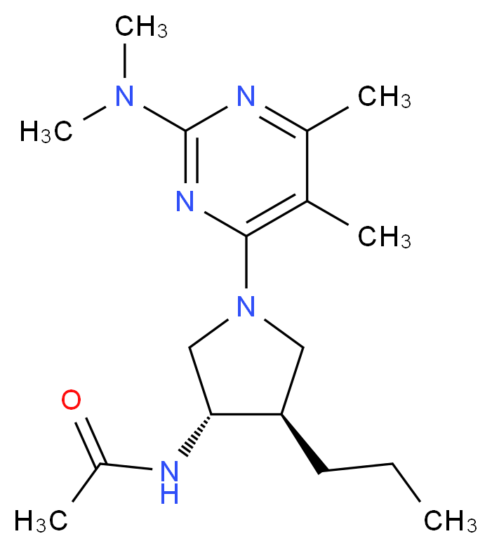 N-{(3S*,4R*)-1-[2-(dimethylamino)-5,6-dimethyl-4-pyrimidinyl]-4-propyl-3-pyrrolidinyl}acetamide_Molecular_structure_CAS_)