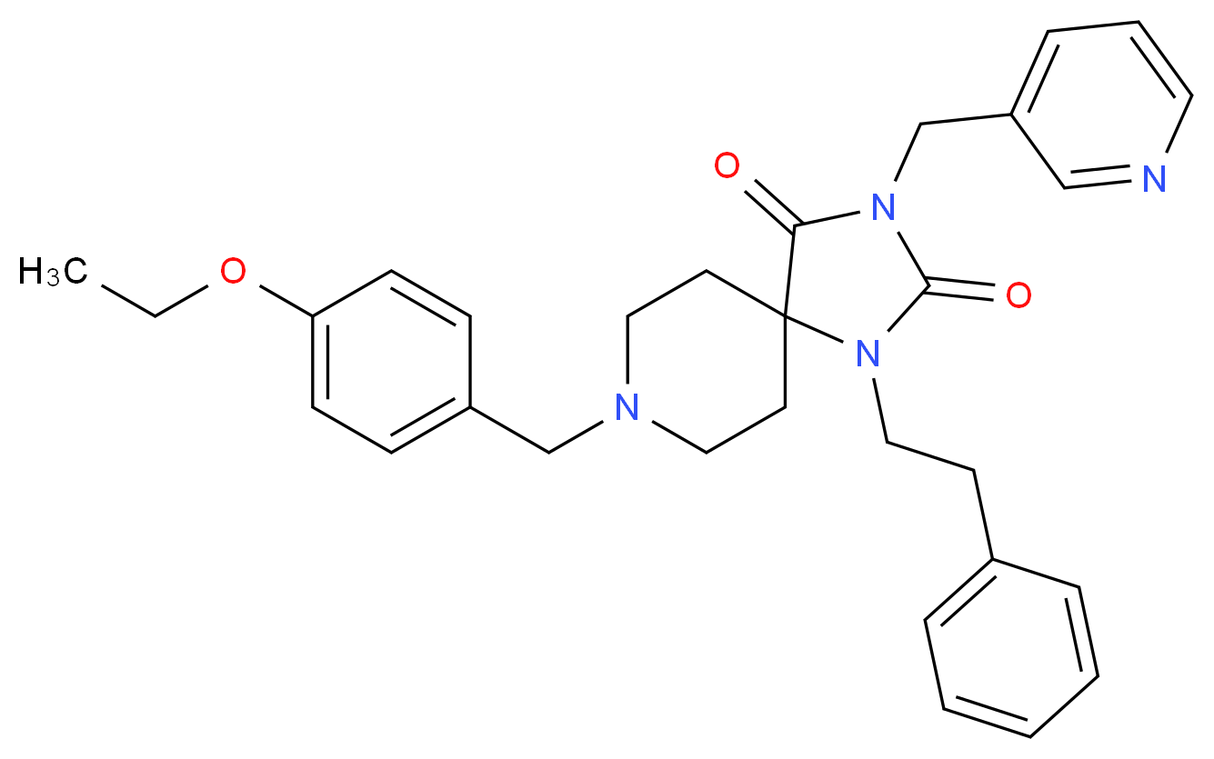8-(4-ethoxybenzyl)-1-(2-phenylethyl)-3-(3-pyridinylmethyl)-1,3,8-triazaspiro[4.5]decane-2,4-dione_Molecular_structure_CAS_)