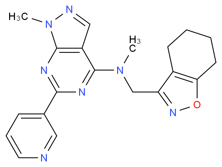 N,1-dimethyl-6-pyridin-3-yl-N-(4,5,6,7-tetrahydro-1,2-benzisoxazol-3-ylmethyl)-1H-pyrazolo[3,4-d]pyrimidin-4-amine_Molecular_structure_CAS_)
