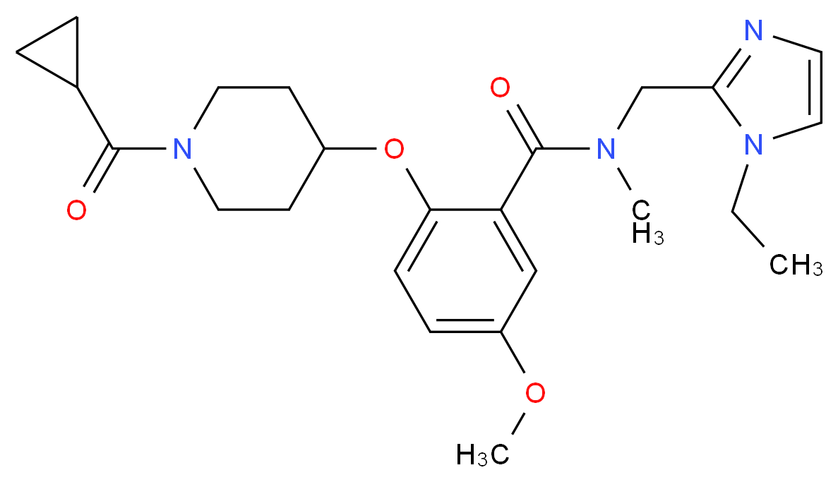2-{[1-(cyclopropylcarbonyl)-4-piperidinyl]oxy}-N-[(1-ethyl-1H-imidazol-2-yl)methyl]-5-methoxy-N-methylbenzamide_Molecular_structure_CAS_)