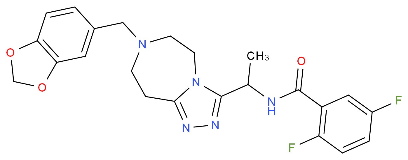 N-{1-[7-(1,3-benzodioxol-5-ylmethyl)-6,7,8,9-tetrahydro-5H-[1,2,4]triazolo[4,3-d][1,4]diazepin-3-yl]ethyl}-2,5-difluorobenzamide_Molecular_structure_CAS_)