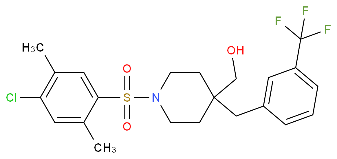 {1-[(4-chloro-2,5-dimethylphenyl)sulfonyl]-4-[3-(trifluoromethyl)benzyl]-4-piperidinyl}methanol_Molecular_structure_CAS_)