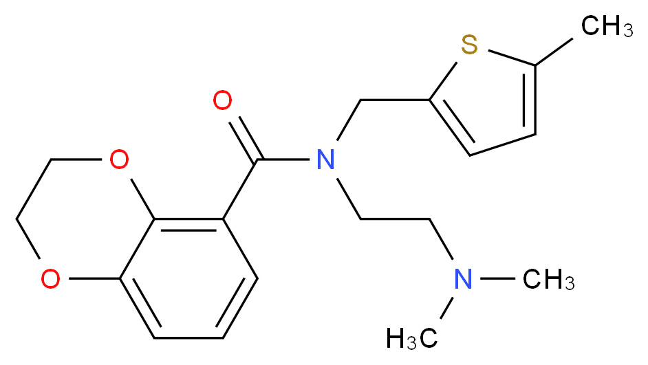 N-[2-(dimethylamino)ethyl]-N-[(5-methyl-2-thienyl)methyl]-2,3-dihydro-1,4-benzodioxine-5-carboxamide_Molecular_structure_CAS_)