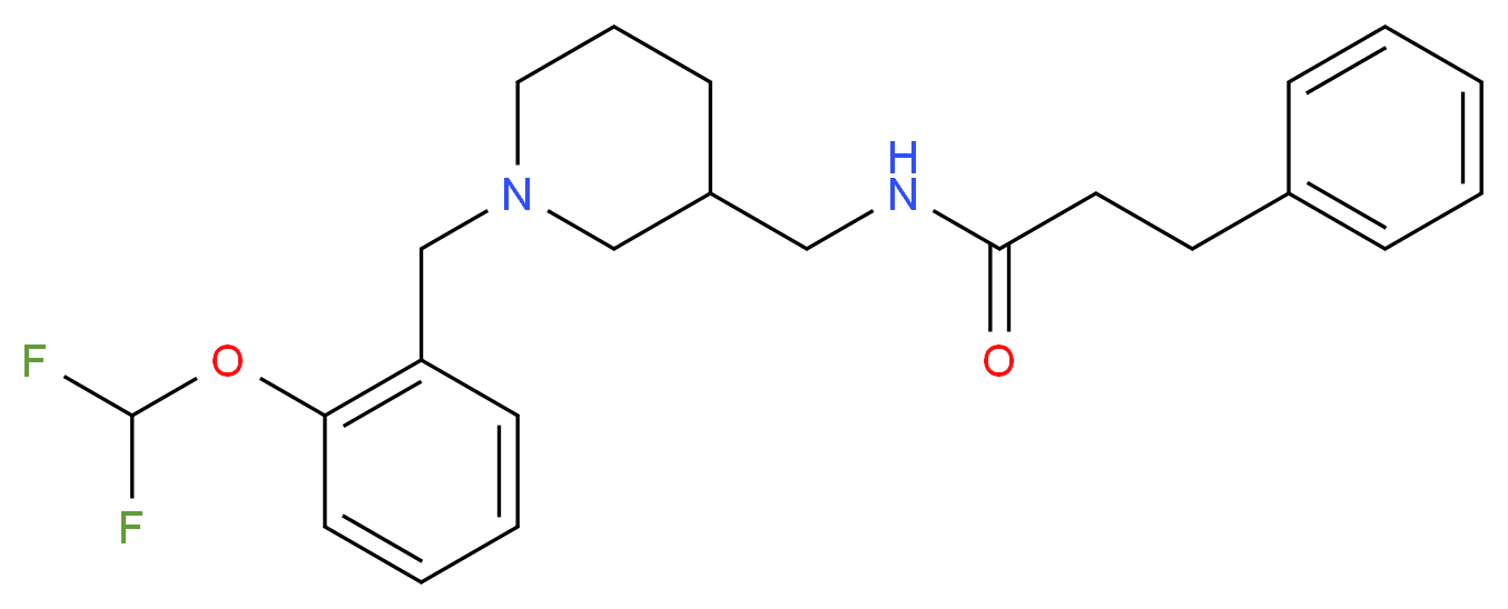 N-({1-[2-(difluoromethoxy)benzyl]-3-piperidinyl}methyl)-3-phenylpropanamide_Molecular_structure_CAS_)