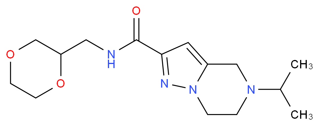 N-(1,4-dioxan-2-ylmethyl)-5-isopropyl-4,5,6,7-tetrahydropyrazolo[1,5-a]pyrazine-2-carboxamide_Molecular_structure_CAS_)