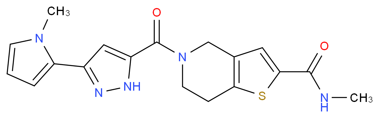 N-methyl-5-{[3-(1-methyl-1H-pyrrol-2-yl)-1H-pyrazol-5-yl]carbonyl}-4,5,6,7-tetrahydrothieno[3,2-c]pyridine-2-carboxamide_Molecular_structure_CAS_)