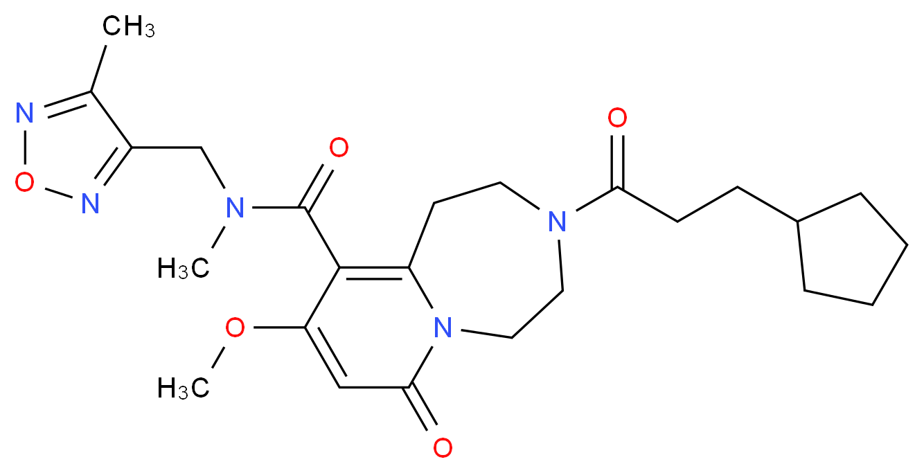 3-(3-cyclopentylpropanoyl)-9-methoxy-N-methyl-N-[(4-methyl-1,2,5-oxadiazol-3-yl)methyl]-7-oxo-1,2,3,4,5,7-hexahydropyrido[1,2-d][1,4]diazepine-10-carboxamide_Molecular_structure_CAS_)