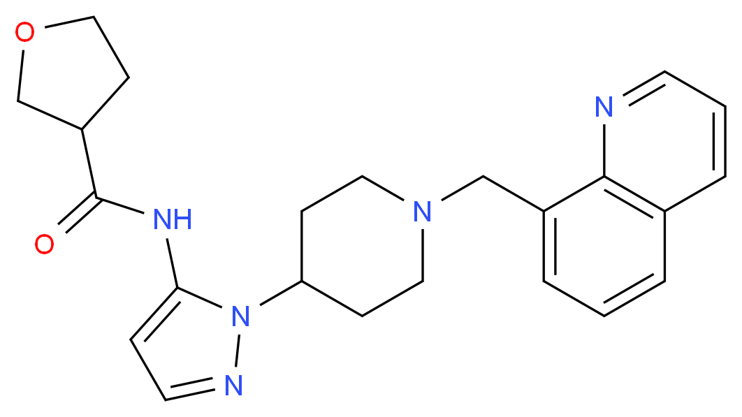 N-{1-[1-(8-quinolinylmethyl)-4-piperidinyl]-1H-pyrazol-5-yl}tetrahydro-3-furancarboxamide_Molecular_structure_CAS_)