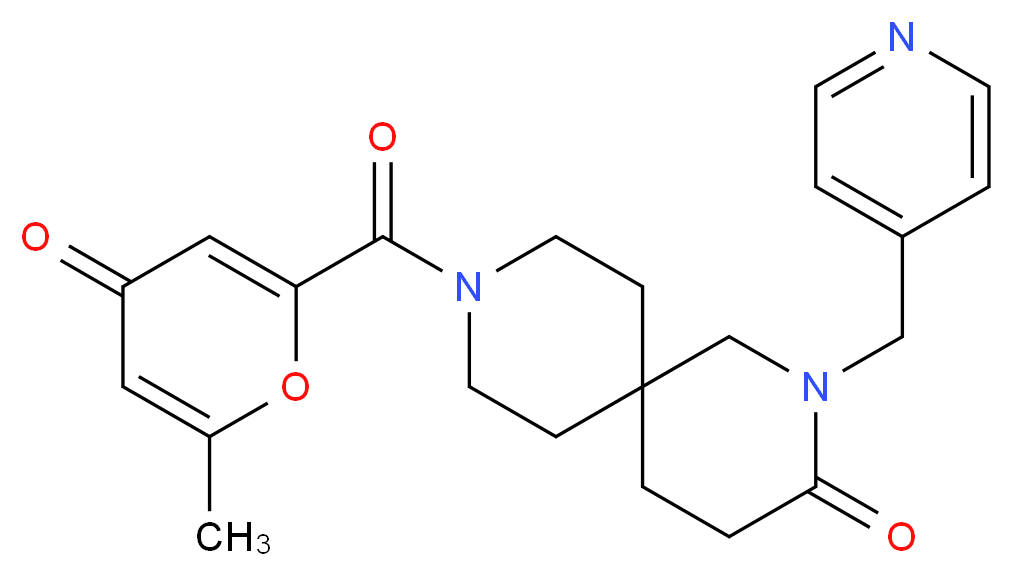 9-[(6-methyl-4-oxo-4H-pyran-2-yl)carbonyl]-2-(pyridin-4-ylmethyl)-2,9-diazaspiro[5.5]undecan-3-one_Molecular_structure_CAS_)