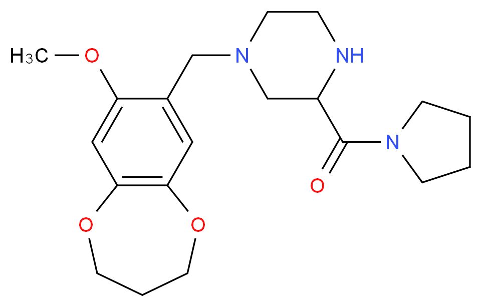 1-[(8-methoxy-3,4-dihydro-2H-1,5-benzodioxepin-7-yl)methyl]-3-(1-pyrrolidinylcarbonyl)piperazine_Molecular_structure_CAS_)