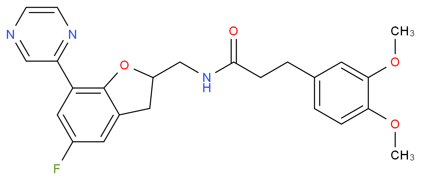 3-(3,4-dimethoxyphenyl)-N-{[5-fluoro-7-(2-pyrazinyl)-2,3-dihydro-1-benzofuran-2-yl]methyl}propanamide_Molecular_structure_CAS_)