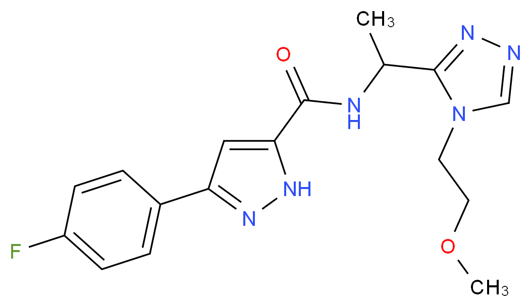 3-(4-fluorophenyl)-N-{1-[4-(2-methoxyethyl)-4H-1,2,4-triazol-3-yl]ethyl}-1H-pyrazole-5-carboxamide_Molecular_structure_CAS_)