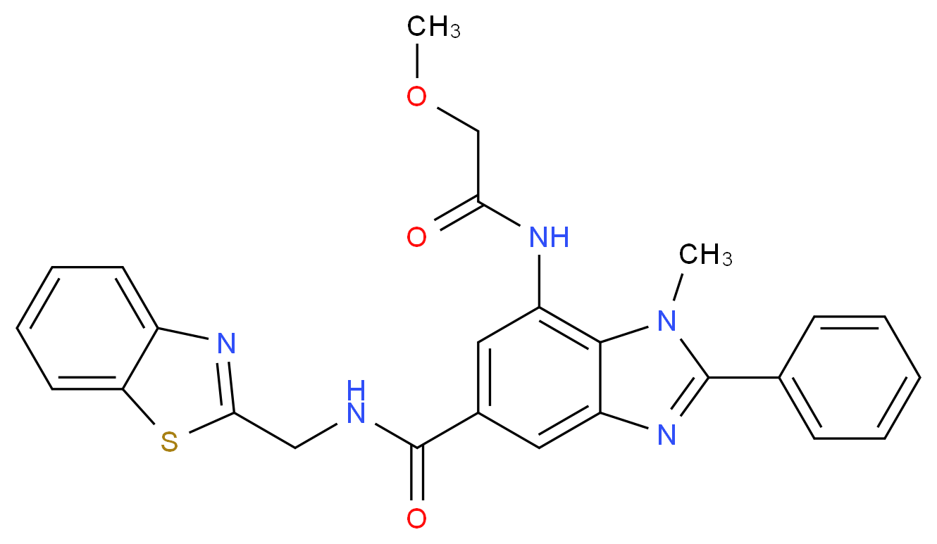 N-(1,3-benzothiazol-2-ylmethyl)-7-[(methoxyacetyl)amino]-1-methyl-2-phenyl-1H-benzimidazole-5-carboxamide_Molecular_structure_CAS_)