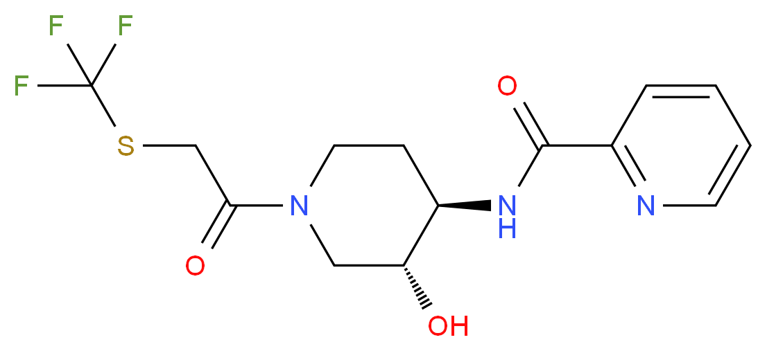 N-((3R*,4R*)-3-hydroxy-1-{[(trifluoromethyl)thio]acetyl}piperidin-4-yl)pyridine-2-carboxamide_Molecular_structure_CAS_)