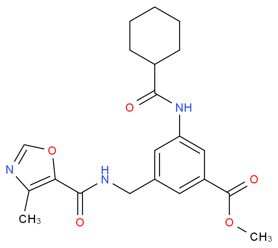 methyl 3-[(cyclohexylcarbonyl)amino]-5-({[(4-methyl-1,3-oxazol-5-yl)carbonyl]amino}methyl)benzoate_Molecular_structure_CAS_)