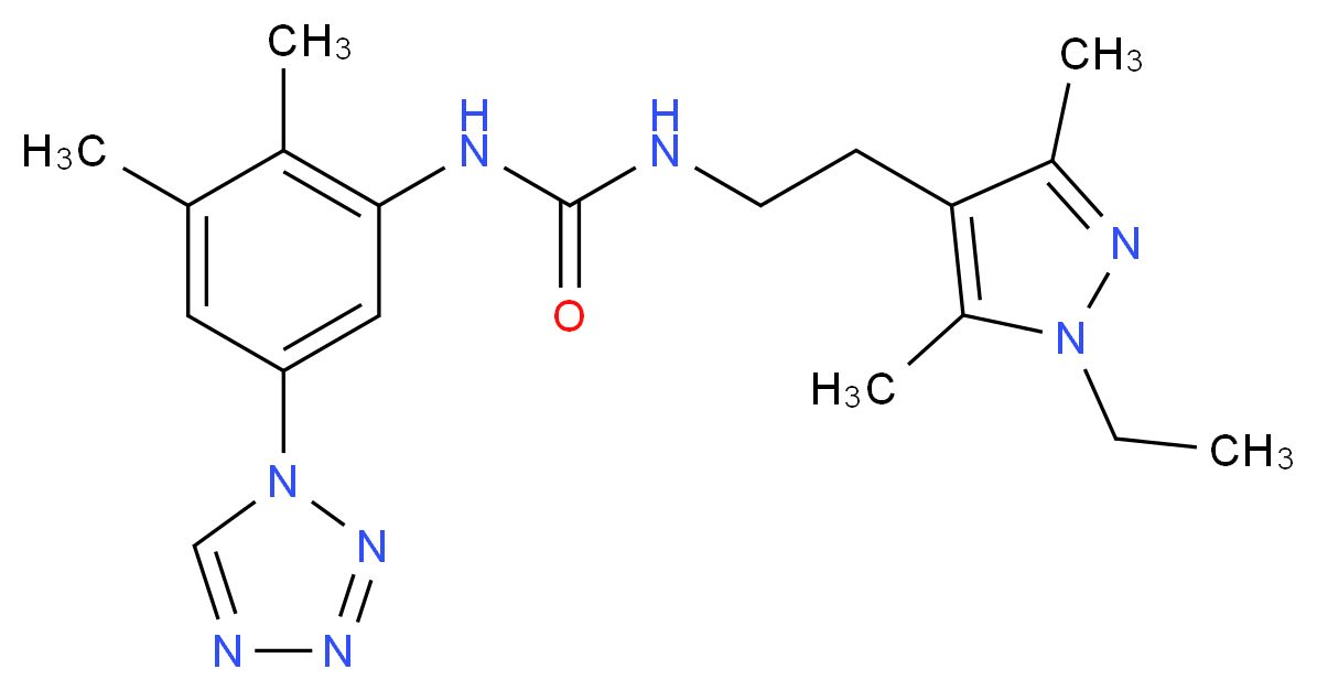 N-[2,3-dimethyl-5-(1H-tetrazol-1-yl)phenyl]-N'-[2-(1-ethyl-3,5-dimethyl-1H-pyrazol-4-yl)ethyl]urea_Molecular_structure_CAS_)