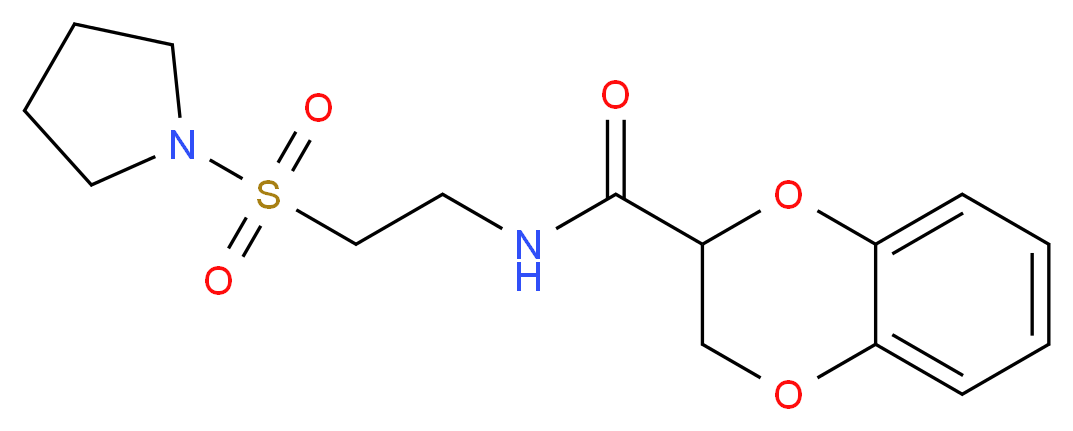 N-[2-(pyrrolidin-1-ylsulfonyl)ethyl]-2,3-dihydro-1,4-benzodioxine-2-carboxamide_Molecular_structure_CAS_)