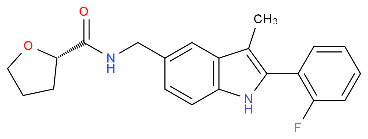 (2S)-N-{[2-(2-fluorophenyl)-3-methyl-1H-indol-5-yl]methyl}tetrahydrofuran-2-carboxamide_Molecular_structure_CAS_)