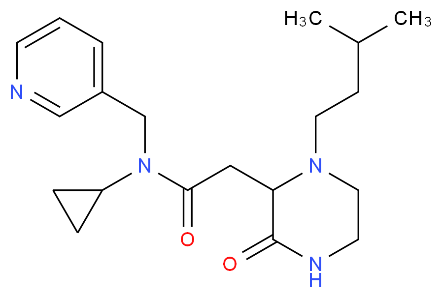 N-cyclopropyl-2-[1-(3-methylbutyl)-3-oxo-2-piperazinyl]-N-(3-pyridinylmethyl)acetamide_Molecular_structure_CAS_)
