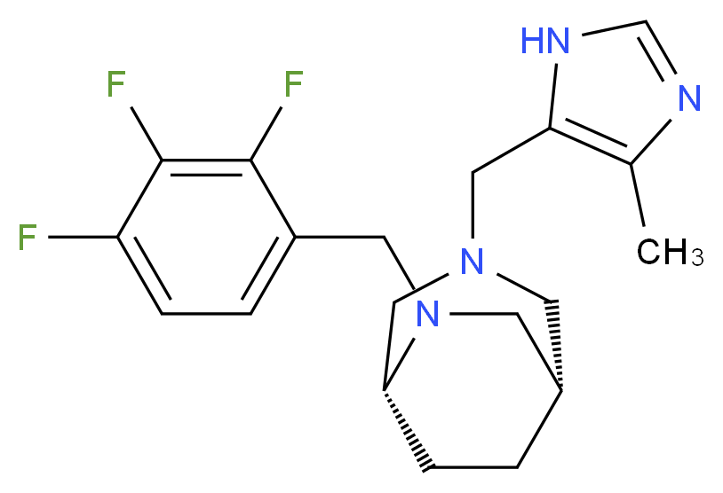 (1S*,5R*)-3-[(4-methyl-1H-imidazol-5-yl)methyl]-6-(2,3,4-trifluorobenzyl)-3,6-diazabicyclo[3.2.2]nonane_Molecular_structure_CAS_)
