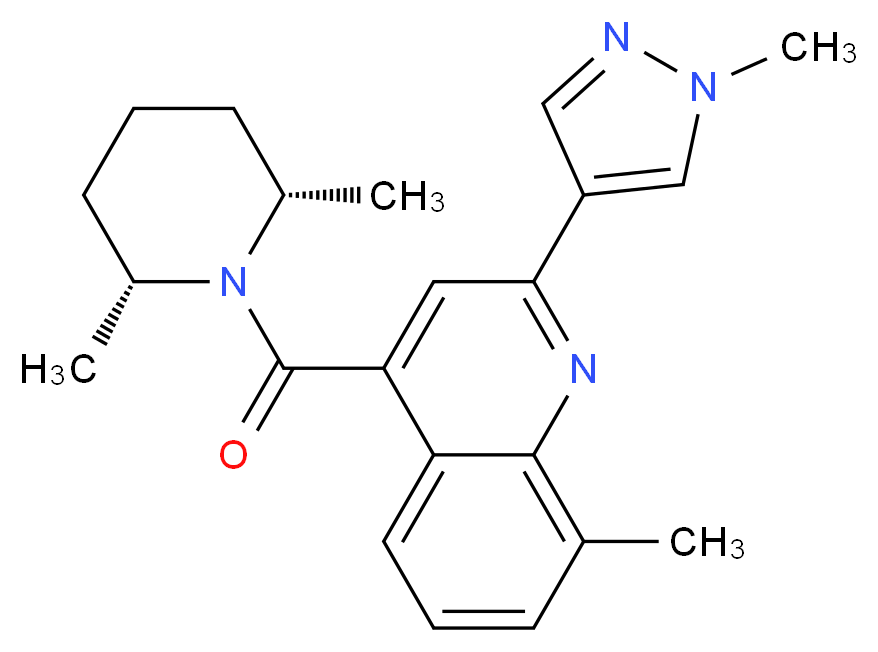 4-{[(2R*,6S*)-2,6-dimethylpiperidin-1-yl]carbonyl}-8-methyl-2-(1-methyl-1H-pyrazol-4-yl)quinoline_Molecular_structure_CAS_)