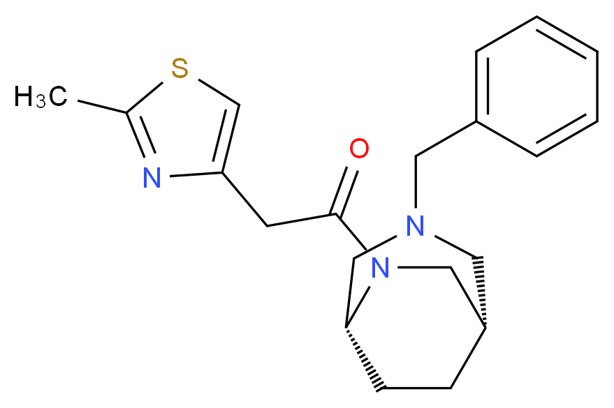 (1S*,5R*)-3-benzyl-6-[(2-methyl-1,3-thiazol-4-yl)acetyl]-3,6-diazabicyclo[3.2.2]nonane_Molecular_structure_CAS_)